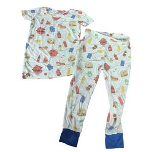 Angel Dear Kids Pajamas Set 2T Burger Hot Dog BBQ Print Sleepwear